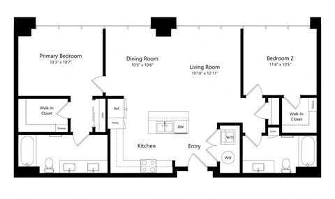 a floor plan of a unit with a bedroom and a living room
